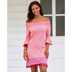 Cabana Life Coverluxe Smocked Off the Shoulder Dress Coral Gables Size Medium